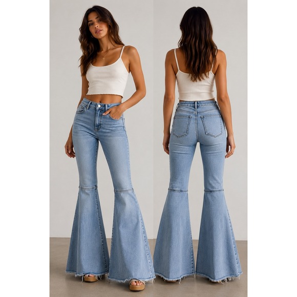 Free People Denim - Free People Just Float On Flare Jeans Womens 28 Short Light Blue Stretch